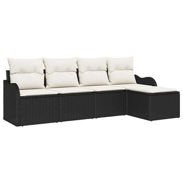 Grote foto vidaxl tuin sofa set met kussen met opslag 5 pcs zwart poly riet tuin en terras tuinmeubelen