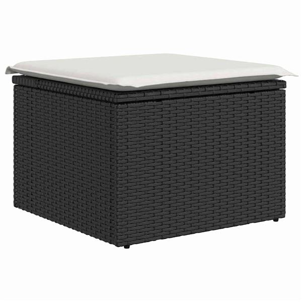 Grote foto vidaxl tuin sofa set met kussen met opslag 5 pcs zwart poly riet tuin en terras tuinmeubelen