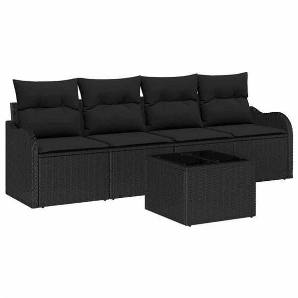 Grote foto vidaxl tuin sofa set met kussen met opslag 5 pcs zwart 55 x 55 x 37 cm tuin en terras tuinmeubelen