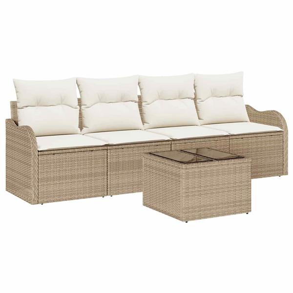 Grote foto vidaxl tuin sofa set met kussen 5 pcs beige cr me 55 x 55 x 37 cm tuin en terras tuinmeubelen
