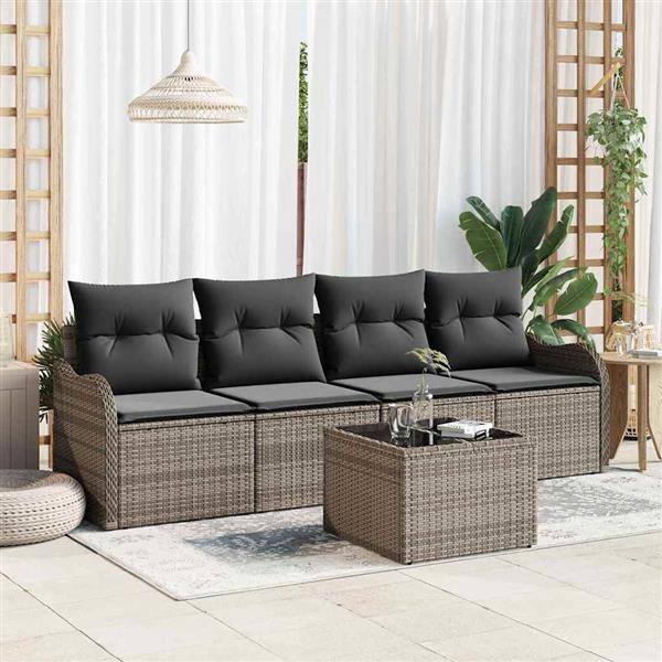 Grote foto vidaxl tuin sofa set met kussen met opslag 5 pcs grijs 55 x 55 x 37 cm tuin en terras tuinmeubelen
