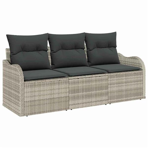 Grote foto vidaxl tuin sofa set met kussen met opslag 3 pcs lichtgrijs poly riet tuin en terras tuinmeubelen