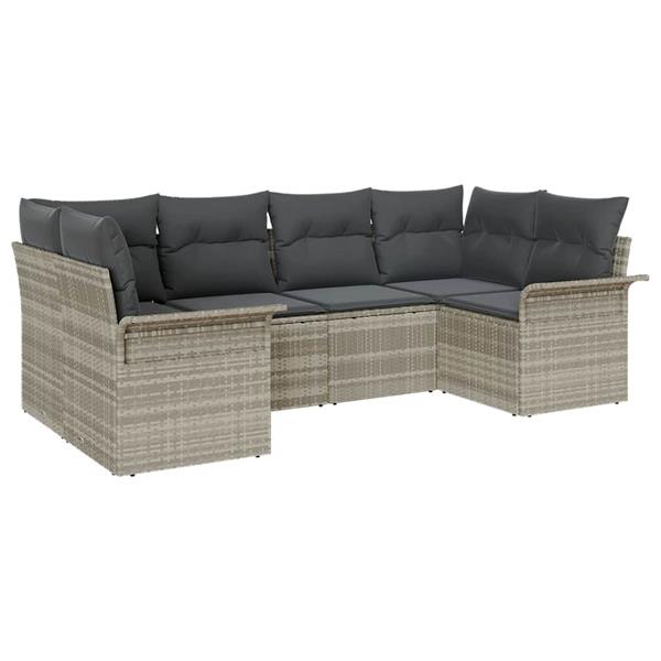 Grote foto vidaxl tuin sofa set met kussen met opslag 6 pcs lichtgrijs poly riet tuin en terras tuinmeubelen