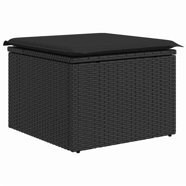 Grote foto vidaxl tuin sofa set met kussen met opslag 6 pcs zwart poly riet tuin en terras tuinmeubelen