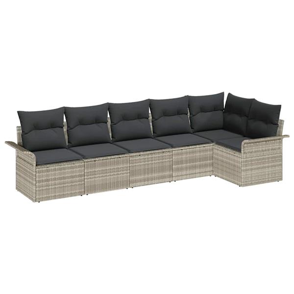 Grote foto vidaxl tuin sofa set met kussen met opslag 6 pcs lichtgrijs poly riet tuin en terras tuinmeubelen