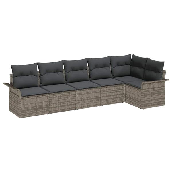 Grote foto vidaxl tuin sofa set met kussen met opslag 6 pcs grijs poly riet tuin en terras tuinmeubelen