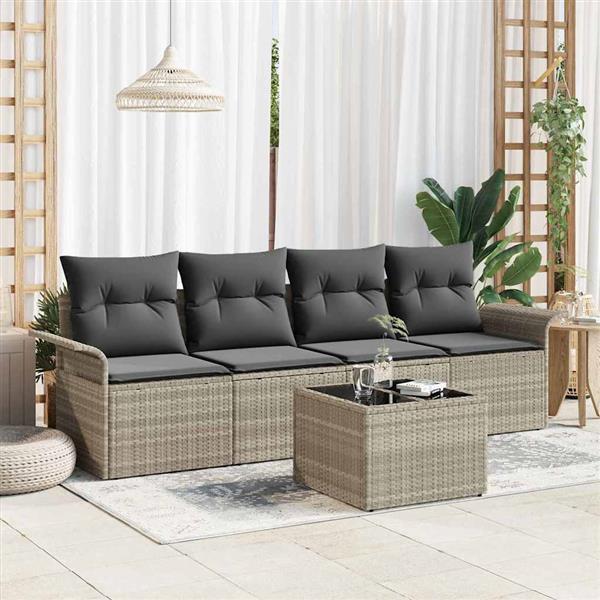 Grote foto vidaxl tuin sofa set 5 pcs lichtgrijs donkergrijs 55 x 55 x 37 cm tuin en terras tuinmeubelen