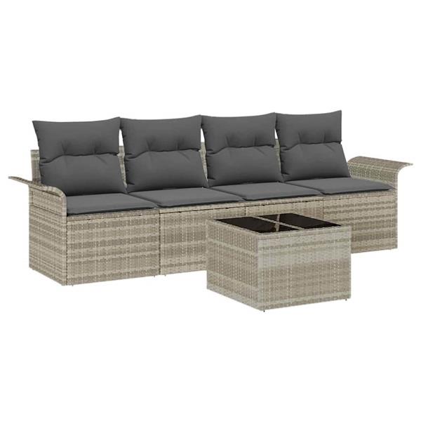 Grote foto vidaxl tuin sofa set 5 pcs lichtgrijs donkergrijs 55 x 55 x 37 cm tuin en terras tuinmeubelen
