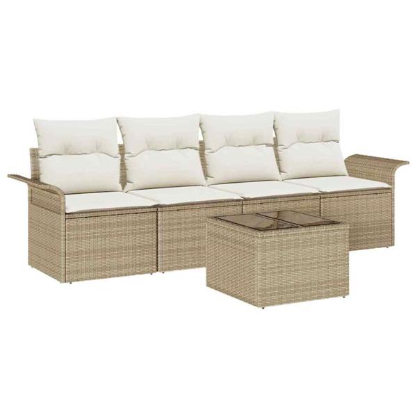 Grote foto vidaxl tuin sofa set met kussen 5 pcs beige cr me 55 x 55 x 37 cm tuin en terras tuinmeubelen