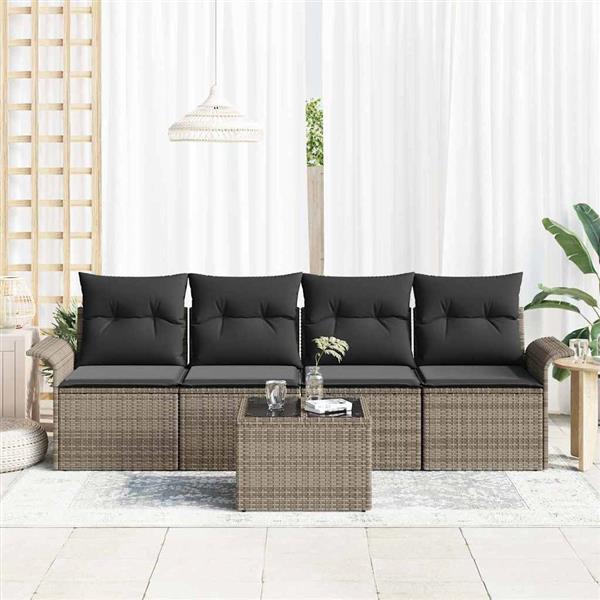 Grote foto vidaxl tuin sofa set met kussen met opslag 5 pcs grijs 55 x 55 x 37 cm tuin en terras tuinmeubelen