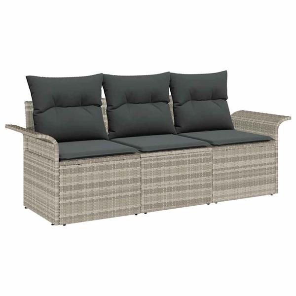Grote foto vidaxl tuin sofa set met kussen met opslag 3 pcs lichtgrijs poly riet tuin en terras tuinmeubelen