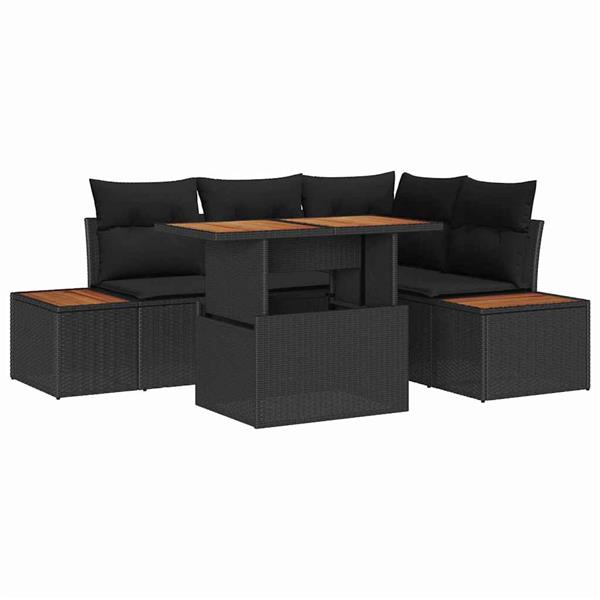 Grote foto vidaxl tuin eetset met kussen 5 pcs zwart bruin 100 x 55 x 73 cm tuin en terras tuinmeubelen