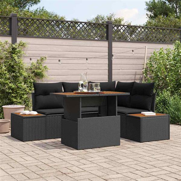 Grote foto vidaxl tuin eetset met kussen 5 pcs zwart bruin 100 x 55 x 73 cm tuin en terras tuinmeubelen