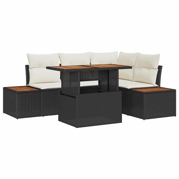 Grote foto vidaxl tuin eetset met kussen 5 pcs zwart cr me 100 x 55 x 73 cm tuin en terras tuinmeubelen