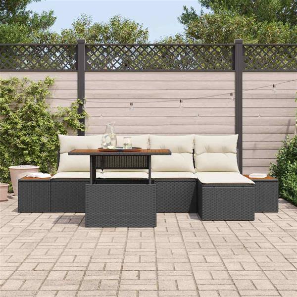 Grote foto vidaxl tuin eetset met kussen 6 pcs beige grijs tuin en terras tuinmeubelen