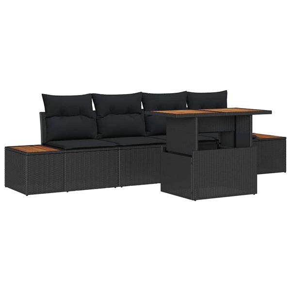 Grote foto vidaxl tuin eetset met kussen 5 pcs zwart bruin 100 x 55 x 73 cm tuin en terras tuinmeubelen