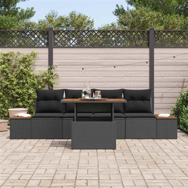 Grote foto vidaxl tuin eetset met kussen 5 pcs zwart bruin 100 x 55 x 73 cm tuin en terras tuinmeubelen