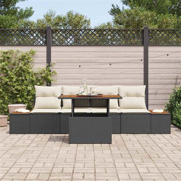 Grote foto vidaxl tuin eetset met kussen 5 pcs zwart beige 100 x 55 x 73 cm tuin en terras tuinmeubelen