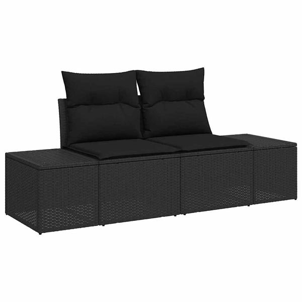 Grote foto vidaxl tuin sofa set met kussen 5 pcs zwart bruin 100 x 55 x 73 cm tuin en terras tuinmeubelen