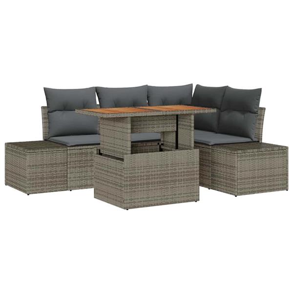 Grote foto vidaxl tuin sofa set met kussen 5 pcs grijs bruin 100 x 55 x 73 cm tuin en terras tuinmeubelen
