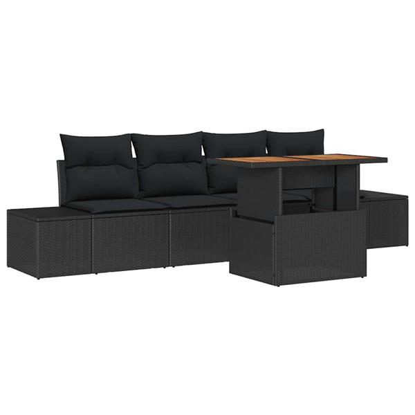 Grote foto vidaxl tuin eetset met kussen met kussen zwart bruin 100 x 55 x 73 cm tuin en terras tuinmeubelen