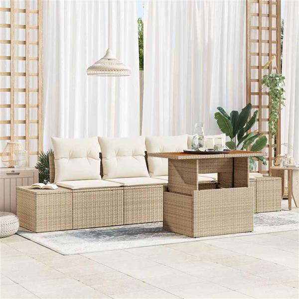 Grote foto vidaxl tuin eetset met kussen met kussen beige cr me 100 x 55 x 73 cm tuin en terras tuinmeubelen