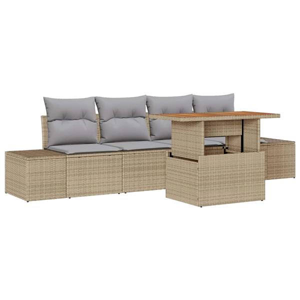 Grote foto vidaxl tuin eetset met kussen met kussen beige grijs 100 x 55 x 73 cm tuin en terras tuinmeubelen