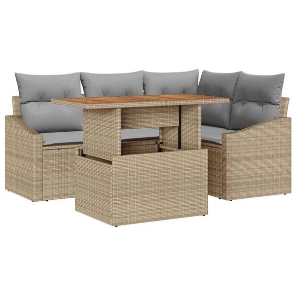 Grote foto vidaxl tuin eetset met kussen met kussen beige grijs 100 x 55 x 73 cm tuin en terras tuinmeubelen