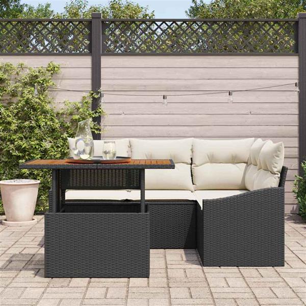 Grote foto vidaxl tuin eetset met kussen met kussen zwart cr me 100 x 55 x 73 cm tuin en terras tuinmeubelen