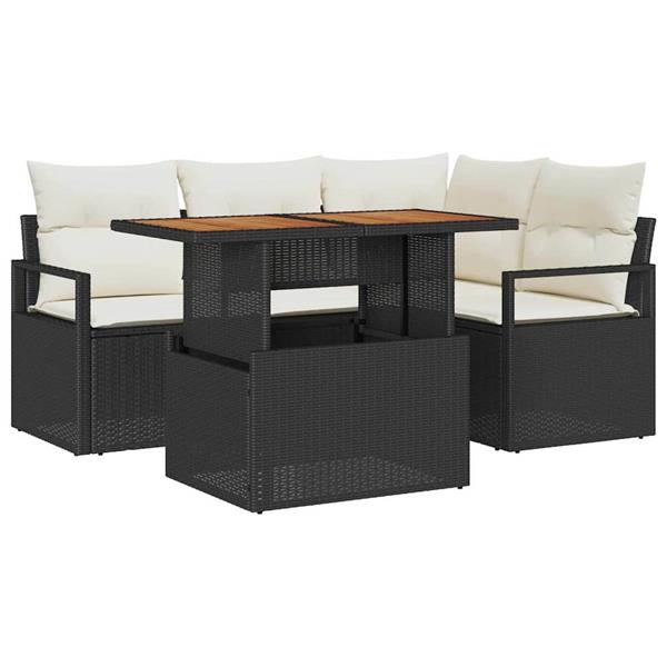 Grote foto vidaxl tuin eetset met kussen 5 pcs zwart cr me 100 x 55 x 73 cm tuin en terras tuinmeubelen