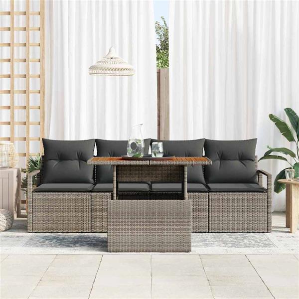 Grote foto vidaxl tuin sofa set met kussen 5 pcs grijs 100 x 55 x 73 cm tuin en terras tuinmeubelen