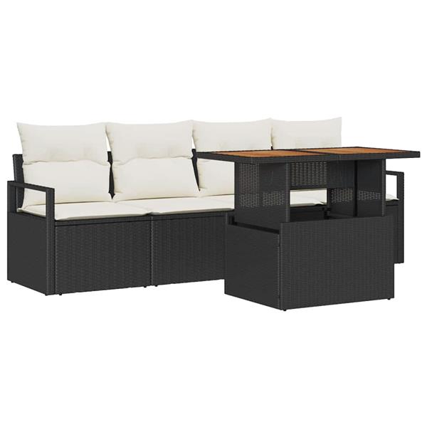 Grote foto vidaxl tuin sofa set met kussen 5 pcs zwart en cr me 100 x 55 x 73 cm tuin en terras tuinmeubelen