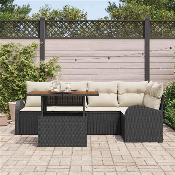 Grote foto vidaxl tuin sofa set met kussen 6 pcs zwart en cr me 100 x 55 x 73 cm tuin en terras tuinmeubelen