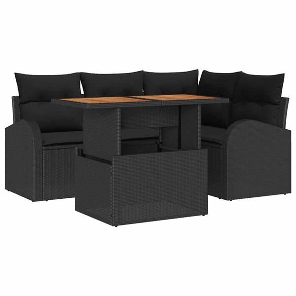 Grote foto vidaxl tuin sofa set met kussen 5 pcs zwart 100 x 55 x 73 cm tuin en terras tuinmeubelen