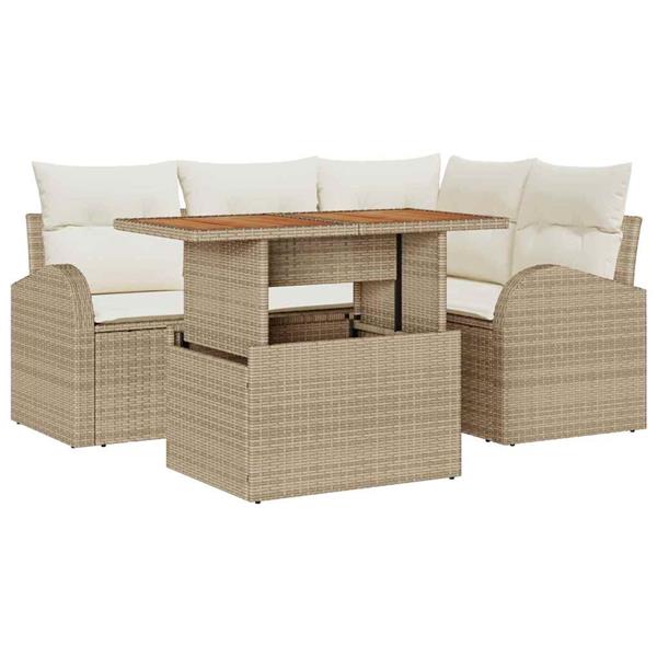 Grote foto vidaxl tuin sofa set 5 pcs beige en cr mekleurig 100 x 55 x 73 cm tuin en terras tuinmeubelen