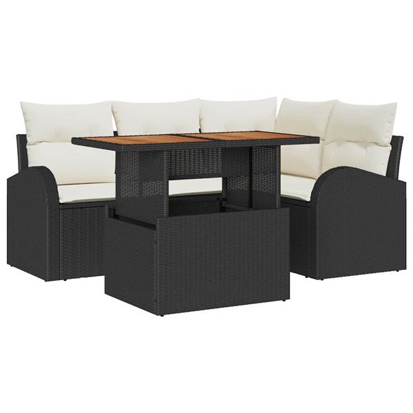 Grote foto vidaxl tuin sofa set met kussen 5 pcs zwart en cr me 100 x 55 x 73 cm tuin en terras tuinmeubelen