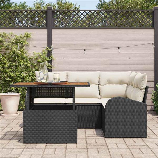Grote foto vidaxl tuin sofa set met kussen 5 pcs zwart en cr me 100 x 55 x 73 cm tuin en terras tuinmeubelen
