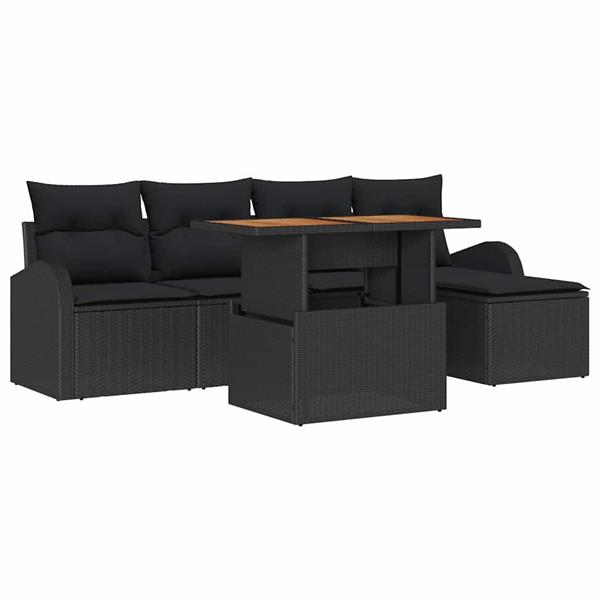 Grote foto vidaxl tuin sofa set met kussen 6 pcs zwart tuin en terras tuinmeubelen