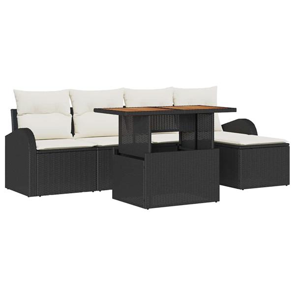 Grote foto vidaxl tuin sofa set met kussen 6 pcs zwart en cr me tuin en terras tuinmeubelen
