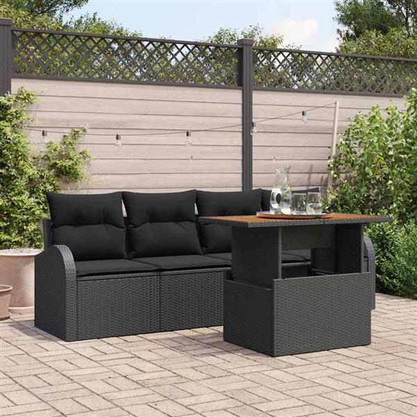 Grote foto vidaxl tuin sofa set met kussen 5 pcs zwart 100 x 55 x 73 cm tuin en terras tuinmeubelen