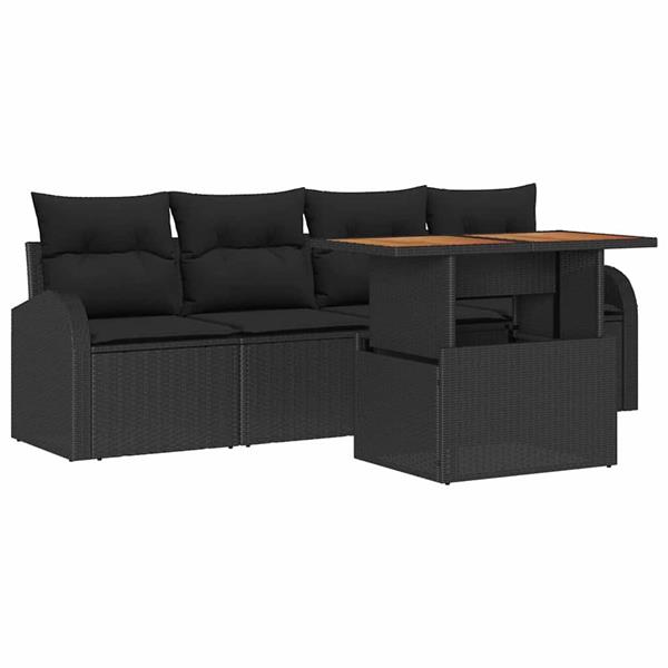 Grote foto vidaxl tuin sofa set met kussen 5 pcs zwart 100 x 55 x 73 cm tuin en terras tuinmeubelen