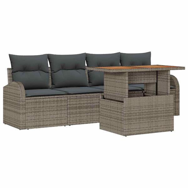 Grote foto vidaxl tuin sofa set met kussen 5 pcs grijs 100 x 55 x 73 cm tuin en terras tuinmeubelen