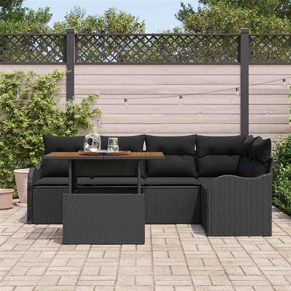 Grote foto vidaxl tuin sofa set met kussen handmatig 6 pcs zwart 100 x 55 x 73 cm tuin en terras tuinmeubelen