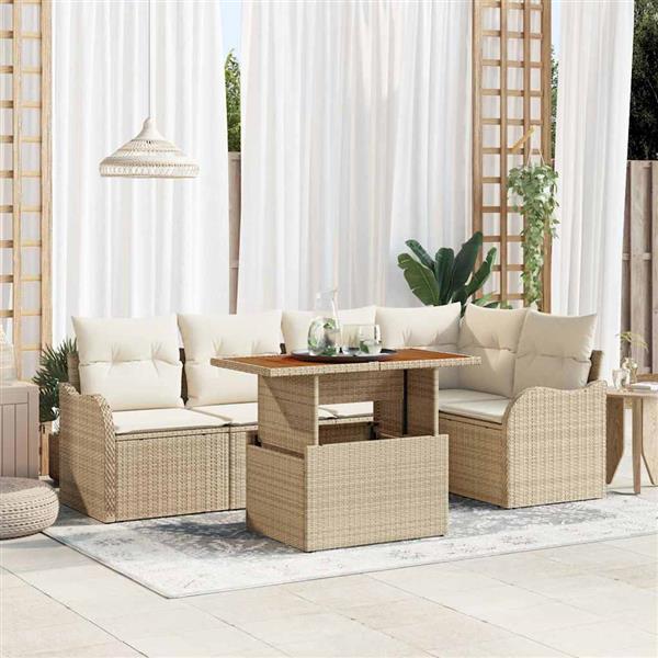 Grote foto vidaxl tuin sofa set 6 pcs beige en cr mekleurig 100 x 55 x 73 cm tuin en terras tuinmeubelen