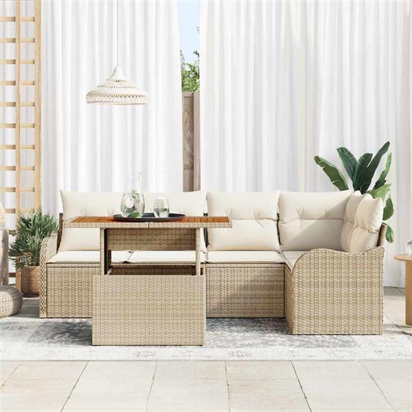Grote foto vidaxl tuin sofa set 6 pcs beige en cr mekleurig 100 x 55 x 73 cm tuin en terras tuinmeubelen