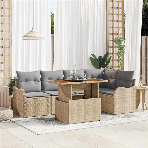 Grote foto vidaxl tuin sofa set 6 pcs beige en lichtgrijs 100 x 55 x 73 cm tuin en terras tuinmeubelen