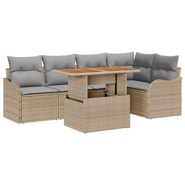 Grote foto vidaxl tuin sofa set 6 pcs beige en lichtgrijs 100 x 55 x 73 cm tuin en terras tuinmeubelen