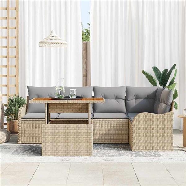 Grote foto vidaxl tuin sofa set 6 pcs beige en lichtgrijs 100 x 55 x 73 cm tuin en terras tuinmeubelen