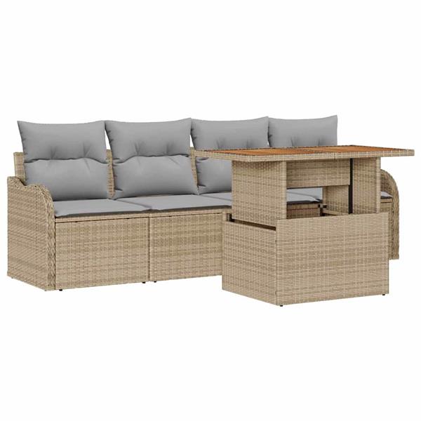 Grote foto vidaxl tuin sofa set 5 pcs beige en lichtgrijs 100 x 55 x 73 cm tuin en terras tuinmeubelen
