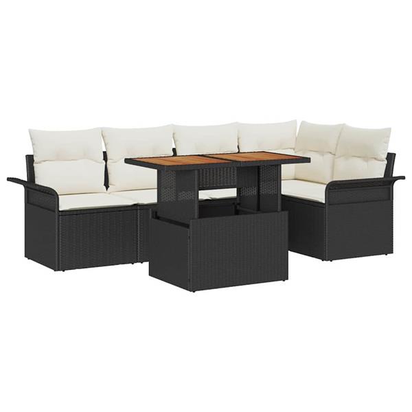 Grote foto vidaxl tuin sofa set met kussen 6 pcs zwart en cr me 100 x 55 x 73 cm tuin en terras tuinmeubelen